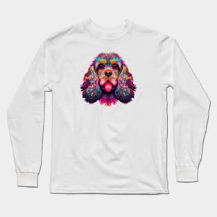 American Cocker Spaniel Dog Colorful Art Long Sleeve T-Shirt
